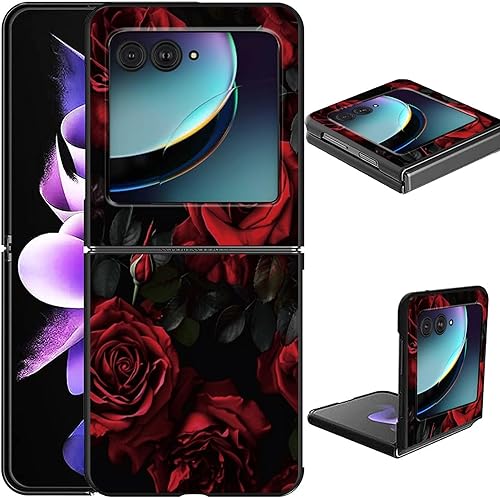 Vista 121 de Funda para Motorola Moto Razr Plus 2023 con protección de pantalla, cubierta trasera de policarbonato duro delgada y ultrafina con patrón de estante