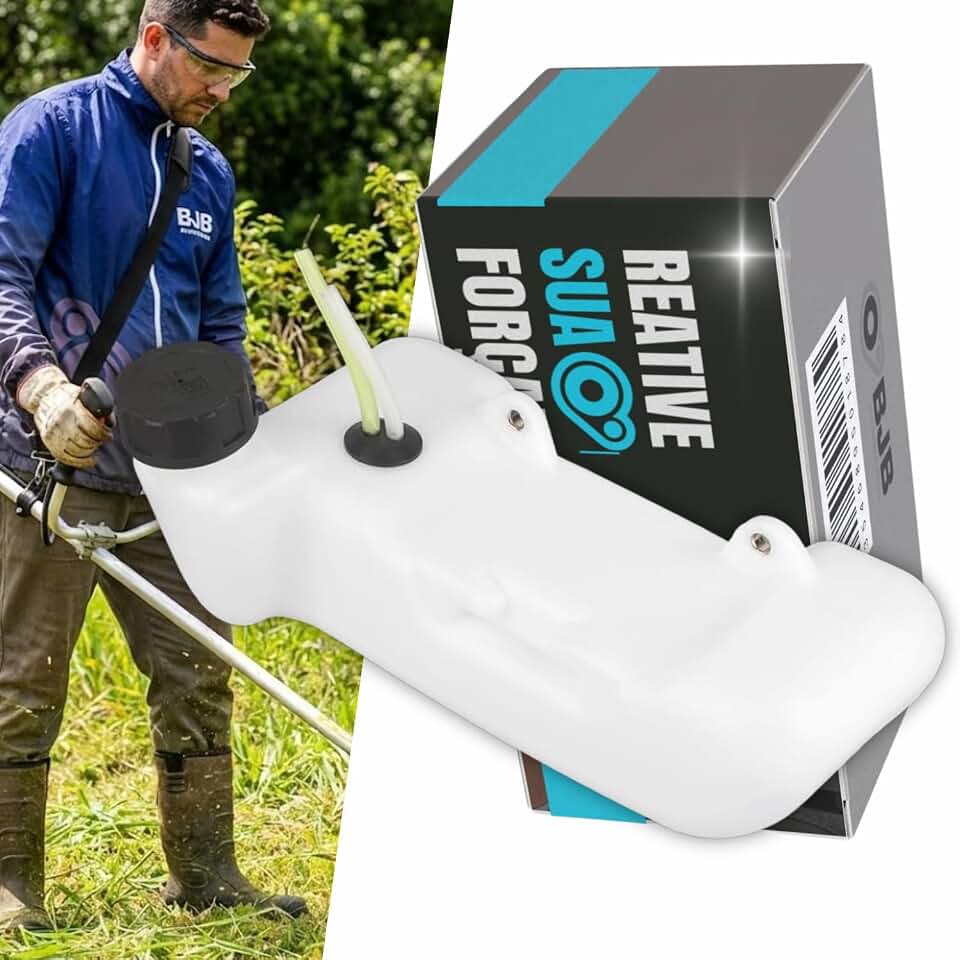 Tanque Completo de Roçadeira Gasolina Cortador de Grama 33/43/52/63 Cilindradas com Tampa e Mangueira; Modelo com 2 Furos; Branco; 1200ml - Alta Durabilidade, BJB equipamentos