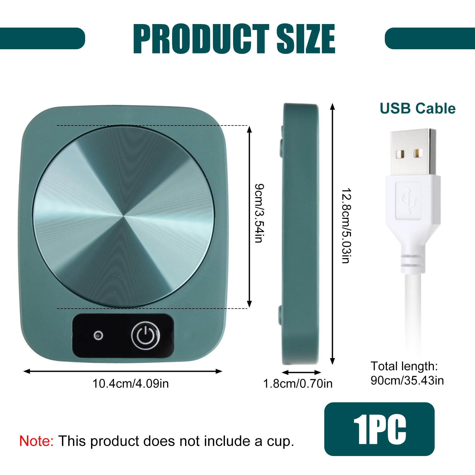 Chauffe-tasse à café USB pour bureau, dessous de verre chauffant à 45 ℃ pour chauffer l'eau, le thé, le lait, le cappuccino, la maison, le bureau, cadeau pour les amateurs de café (vert)