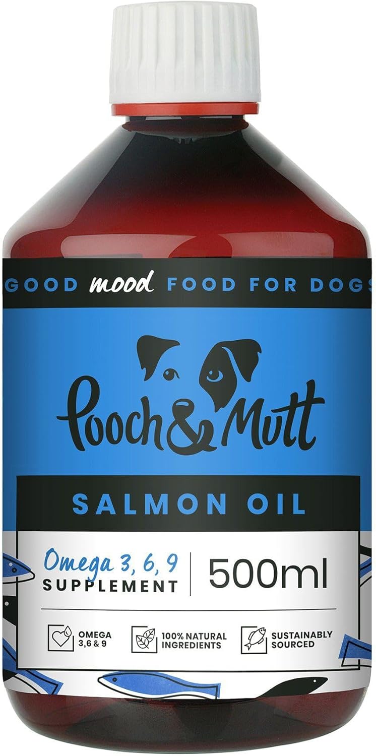 Pooch & Mutt – Natural Salmon Oil Supplement for Dogs and Cats (Rich in Omega 3, 6 and 9), 500ml