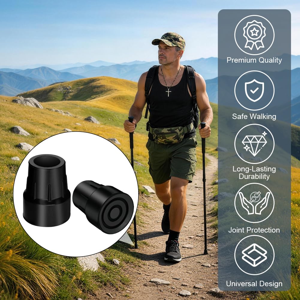 AUYAO Embouts de Canne de Marche 23mm, 6PCS Embout de Canne Antidérapant en Caoutchouc, Embouts de Béquille Rechange pour Cannes de Marche, Bâtons de Randonnée, Béquilles pour Personnes âgées