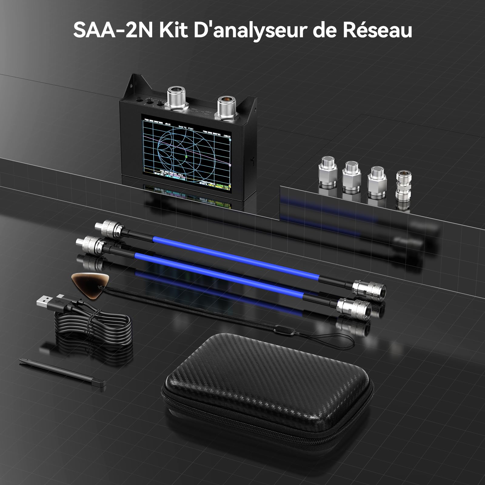 Seesii NanoVNA SAA-2N Analyseur D'antenne, Analyseur de Réseau Vectoriel 4 Pouces 50KHz-3GHz, HF VHF UHF pour Paramètres S et Smith Chart avec Sac Portable