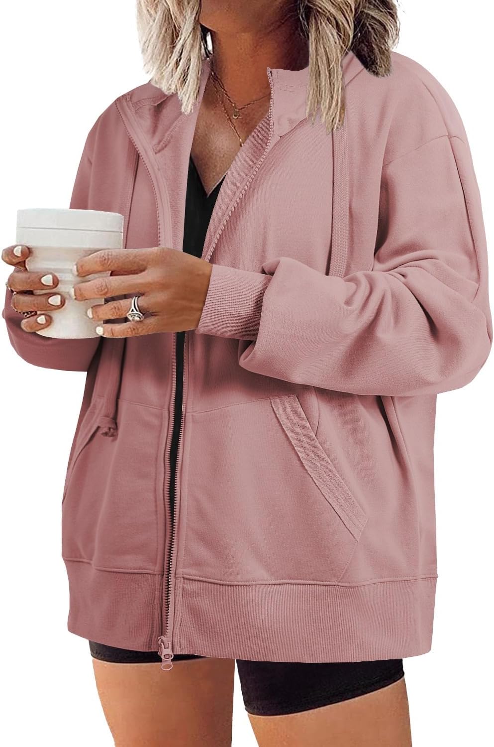 Eytino Women Plus Size Sweatshirts Long Sleeve Zip Up Oversized Casual Hoodies Jackets 2025 Fashion Fall Outfits(1X-5X)