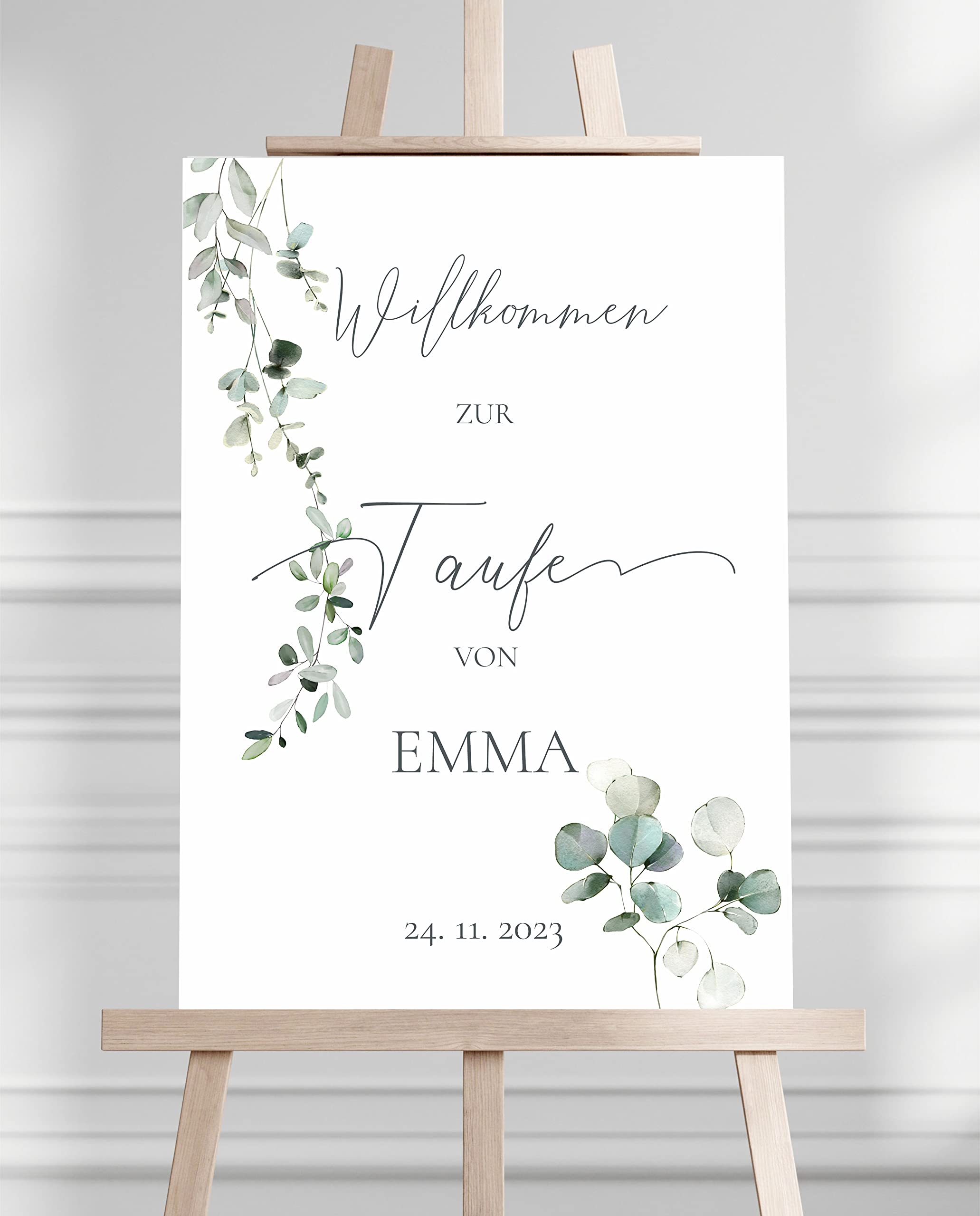 Manschin-Laserdesign Willkommensschild Aluverbund personalisiert - Made in Germany - Welcome Willkommen Schild für Taufe, Geburtstag, Firmung, Kommunion, Konfirmation (60x40cm)