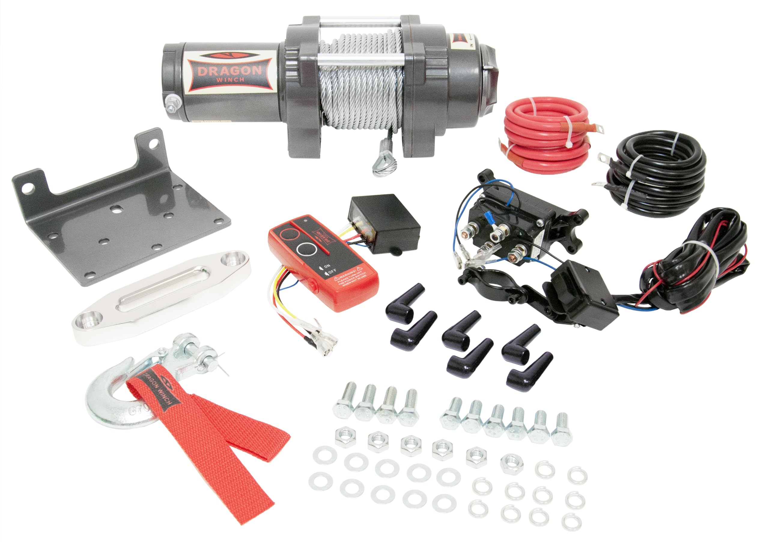 Dragon Winch Cabrestante eléctrico Highlander 12V | 4500 lbs 2041kg con Cuerda de acero 15m para arados, quads, ATV, UTV | Resistente al agua + control remoto inalámbrico y accesorios para Cabestrante