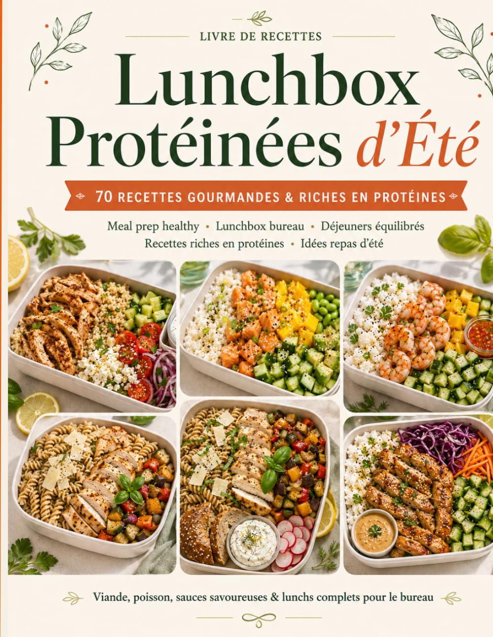 Lunchbox Protéinées d'été: 70 recettes gourmandes et riches en protéines pour le bureau : repas complets, meal prep healthy, lunchbox bureau, ... riches en protéines, idées repas d'été.