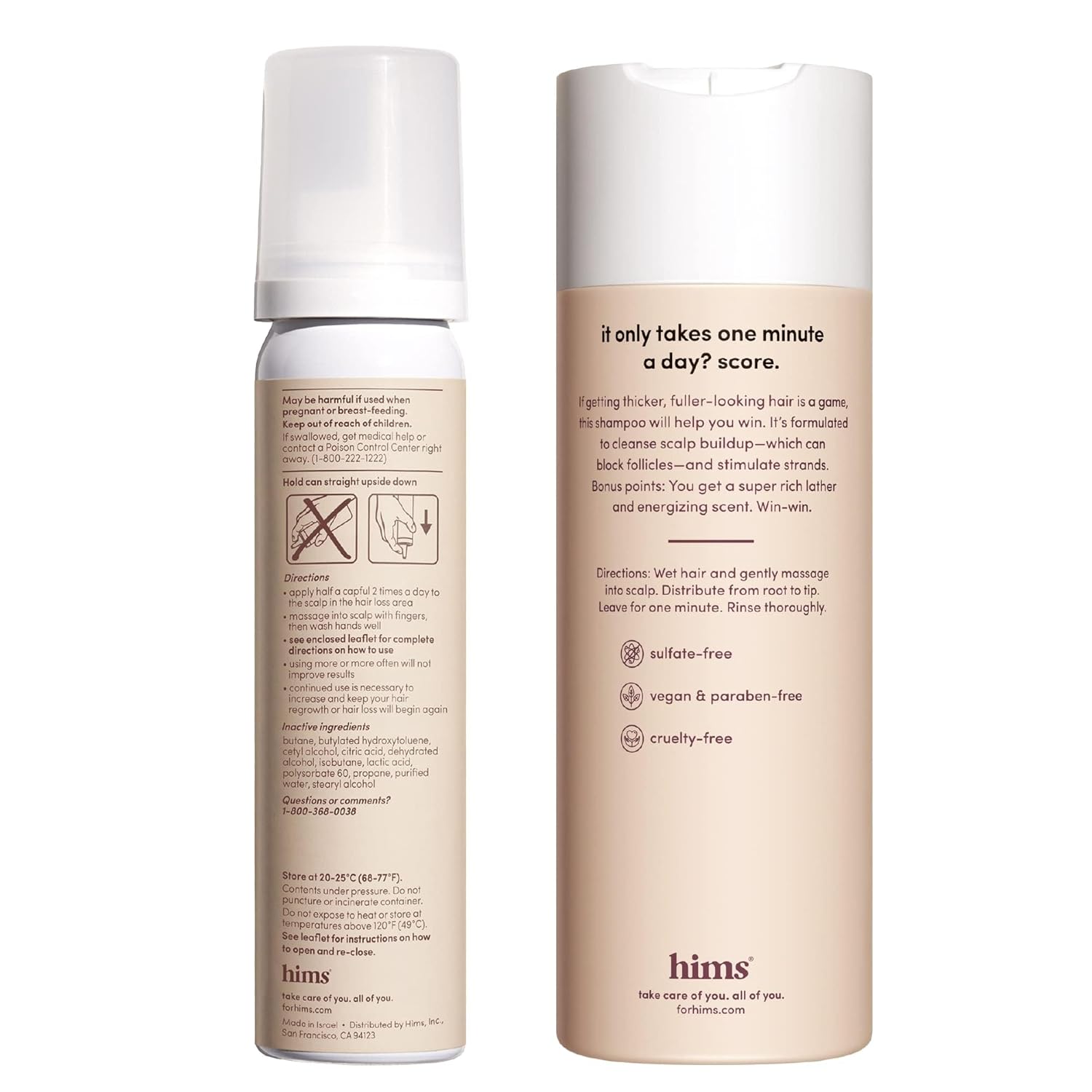 hims Thick Fix Shampoo & 5% Minoxidil Foam Solution Set - Saw Palmetto & Minoxidil Solution - Hair Strengthening & Thickening - Paraben-Free & Vegan - Eucalyptus Grove Scent