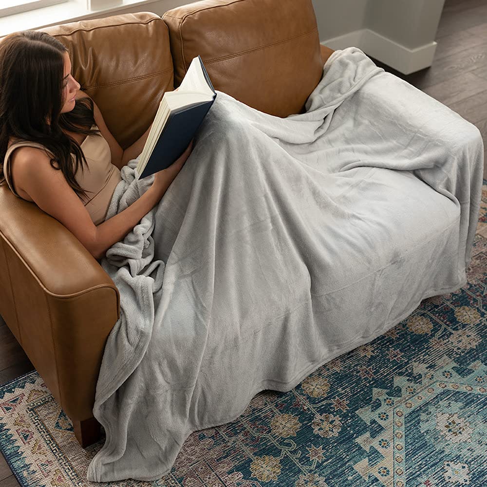 GRACED SOFT LUXURIES Throw Blanket Fleece Minky Microfiber Soft Throw (Gray, XL Throw | Twin Size 60" x 80")