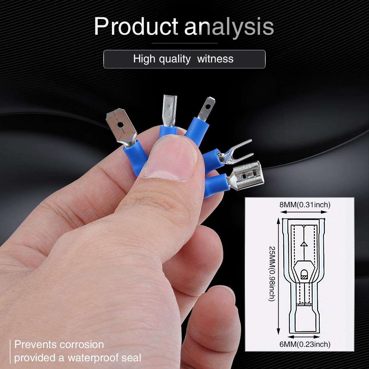 KATUR Lot de 1200 connecteurs à sertir pour bornes de fil, assortiment de cosses assorties, connecteurs électriques à sertir dans un étui en plastique (rouge/bleu/jaune)
