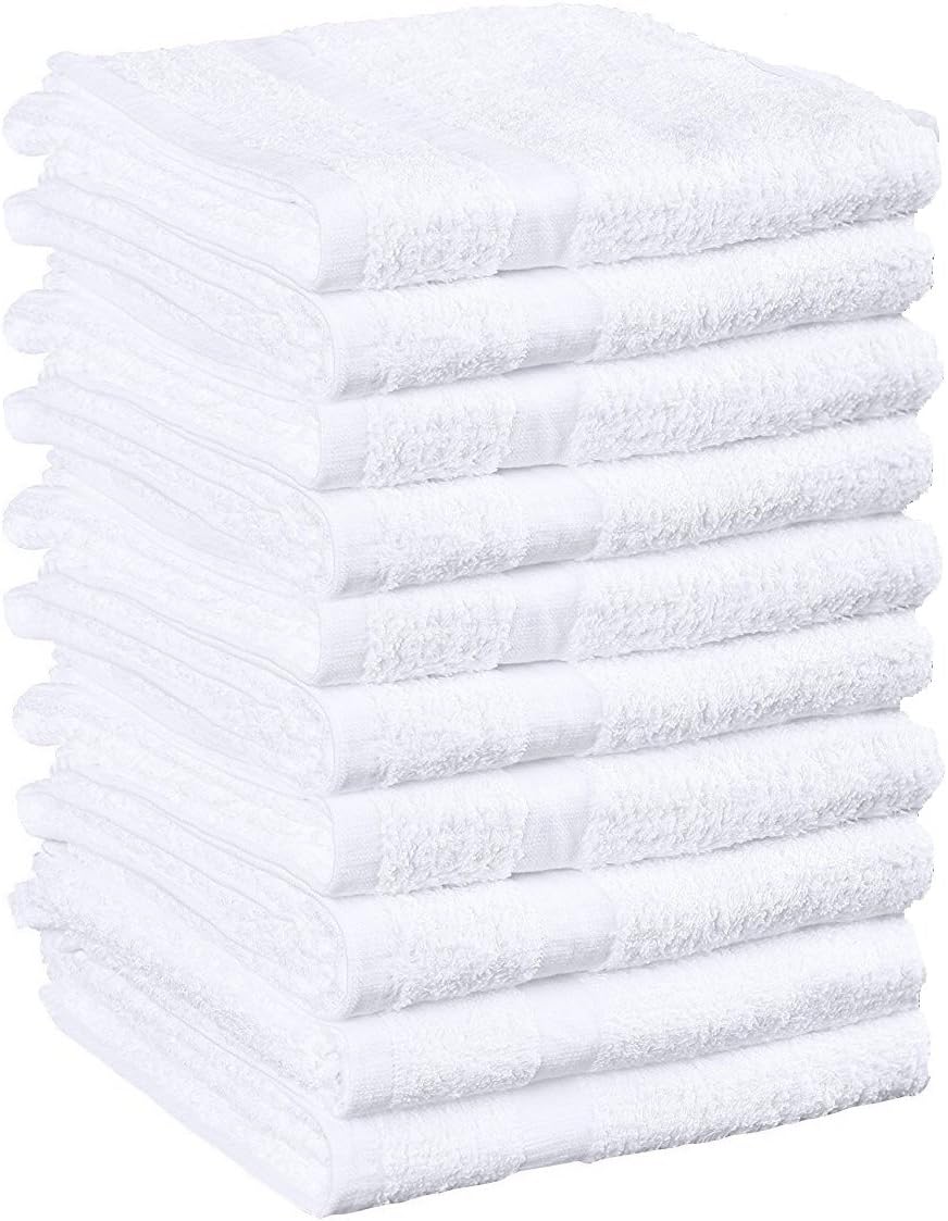 Weaved Collection White Hand Towels, Basic Cotton 12 Pack, 16"x 27"