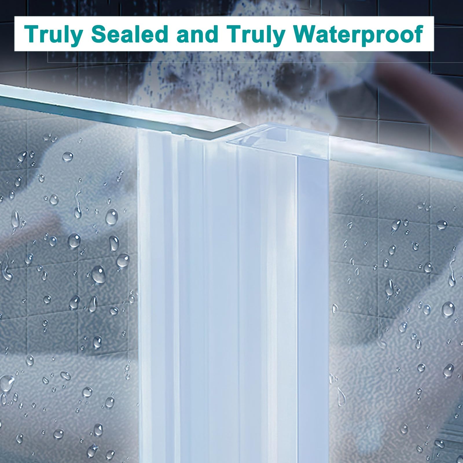 Tira de sellado de puerta de ducha, sello de silicona para recinto de baño, 157.7 pulgadas de longitud, proporciona protección impermeable y reducción de ruido