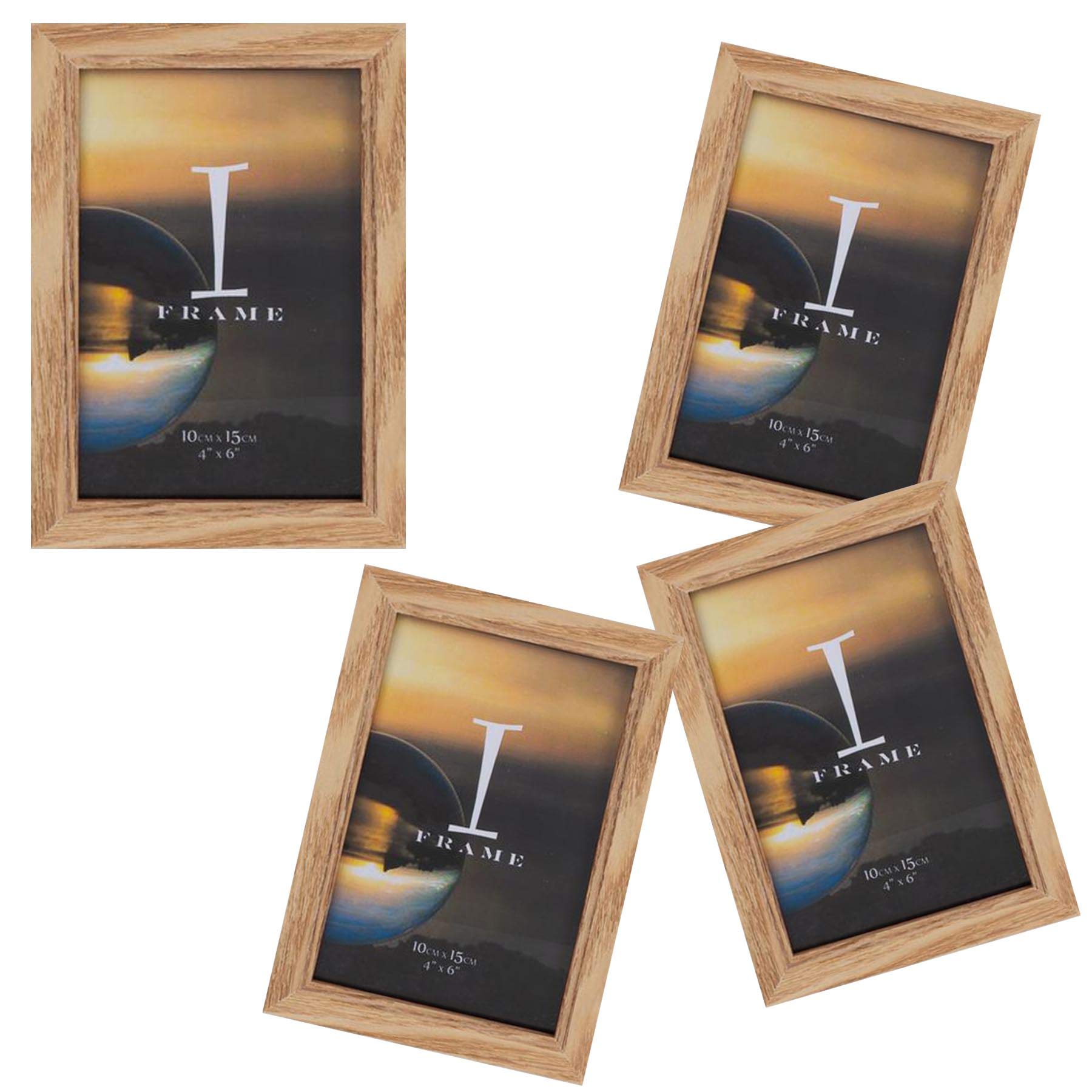 Widdle Celebrations 4 Pack Plain Photo Frames iFrame - Oak 4"x6" 8079