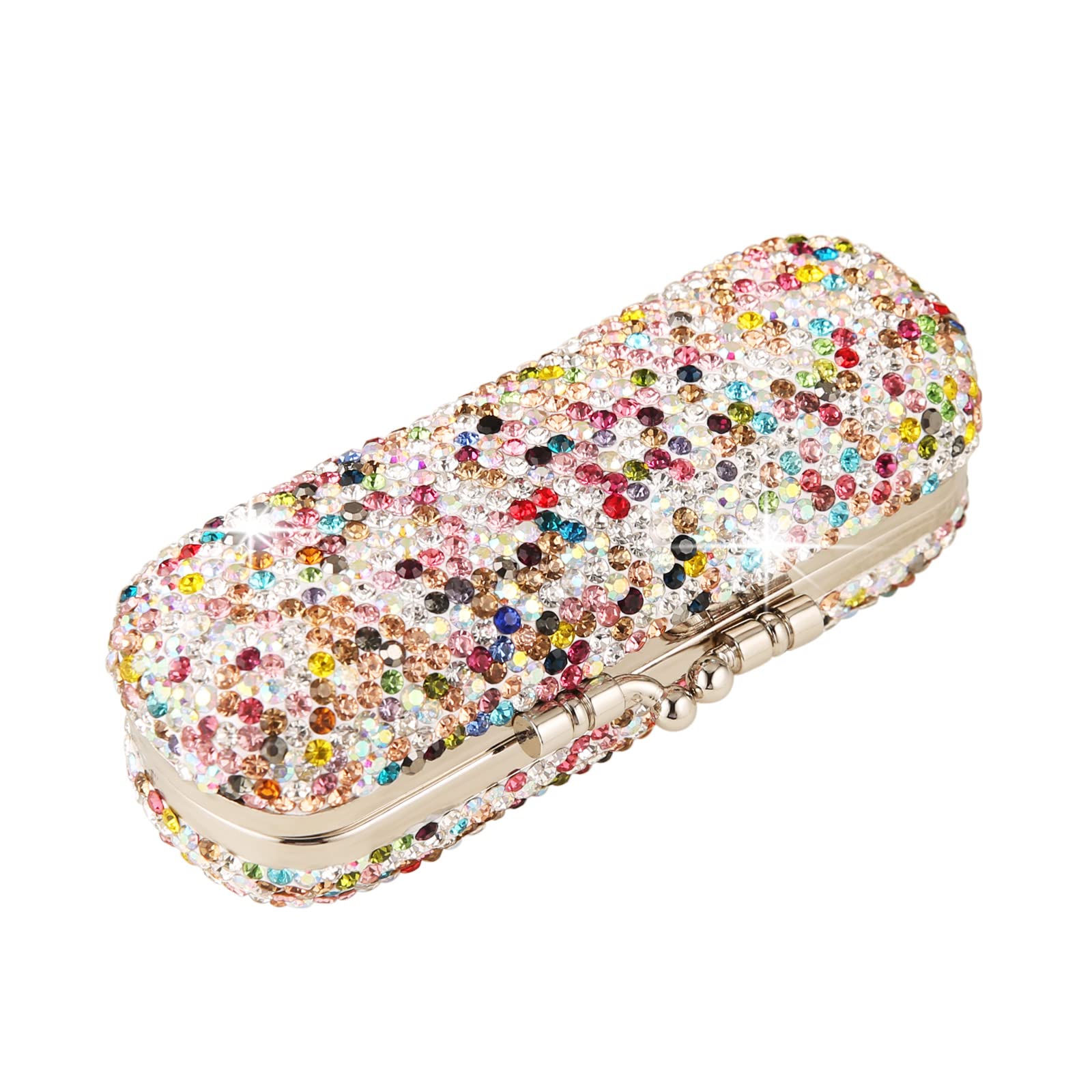 AsAlways Shiny Rhinestone Crystal Portable Lipstick Case with Mirror Portable Bling Diamonds Makeup Cosmetic Storage Holder for Travel Ladies Fashion