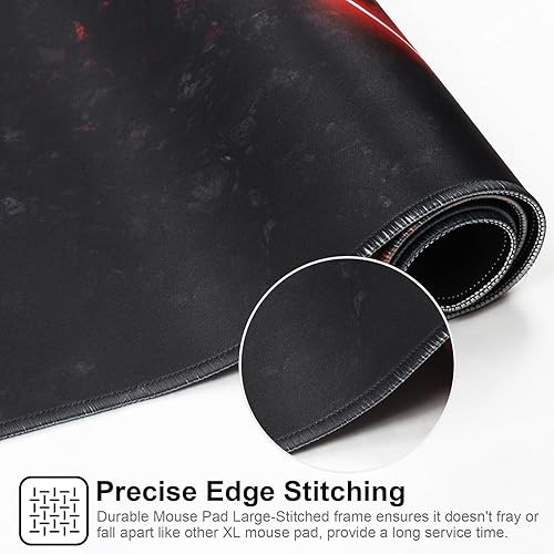 Miniatura 5 de Alfombrilla de mouse grande para juegos con bordes cosidos, [35.4 x 15.7 pulgadas] alfombrilla de mouse extendida con base de goma natural Firering