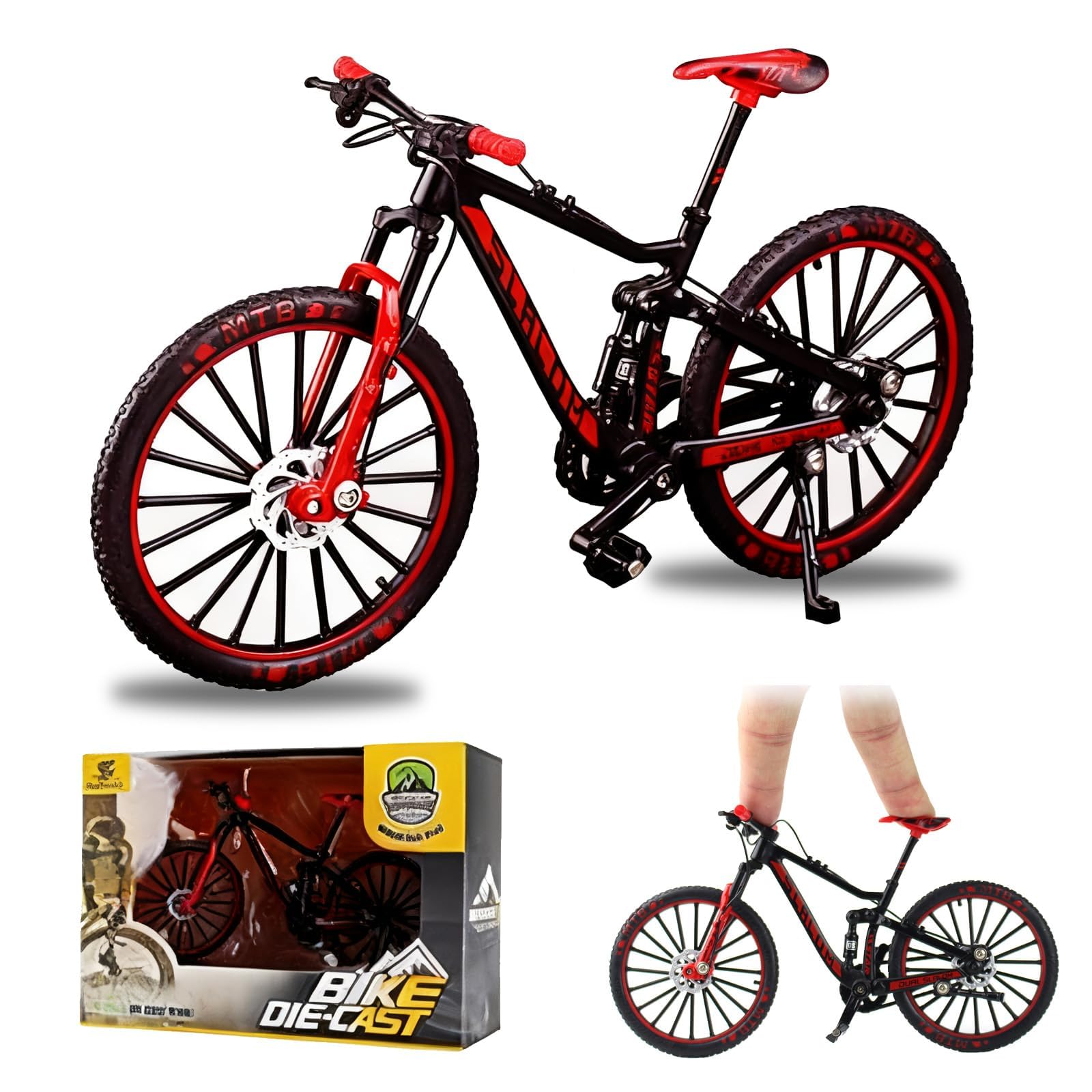 Finger BMX Bicicletta Modello 1:10 - Miniatura Mountain Bike in Lega, Decorazione realistica Bicicletta da collezione & Regalo per adulti