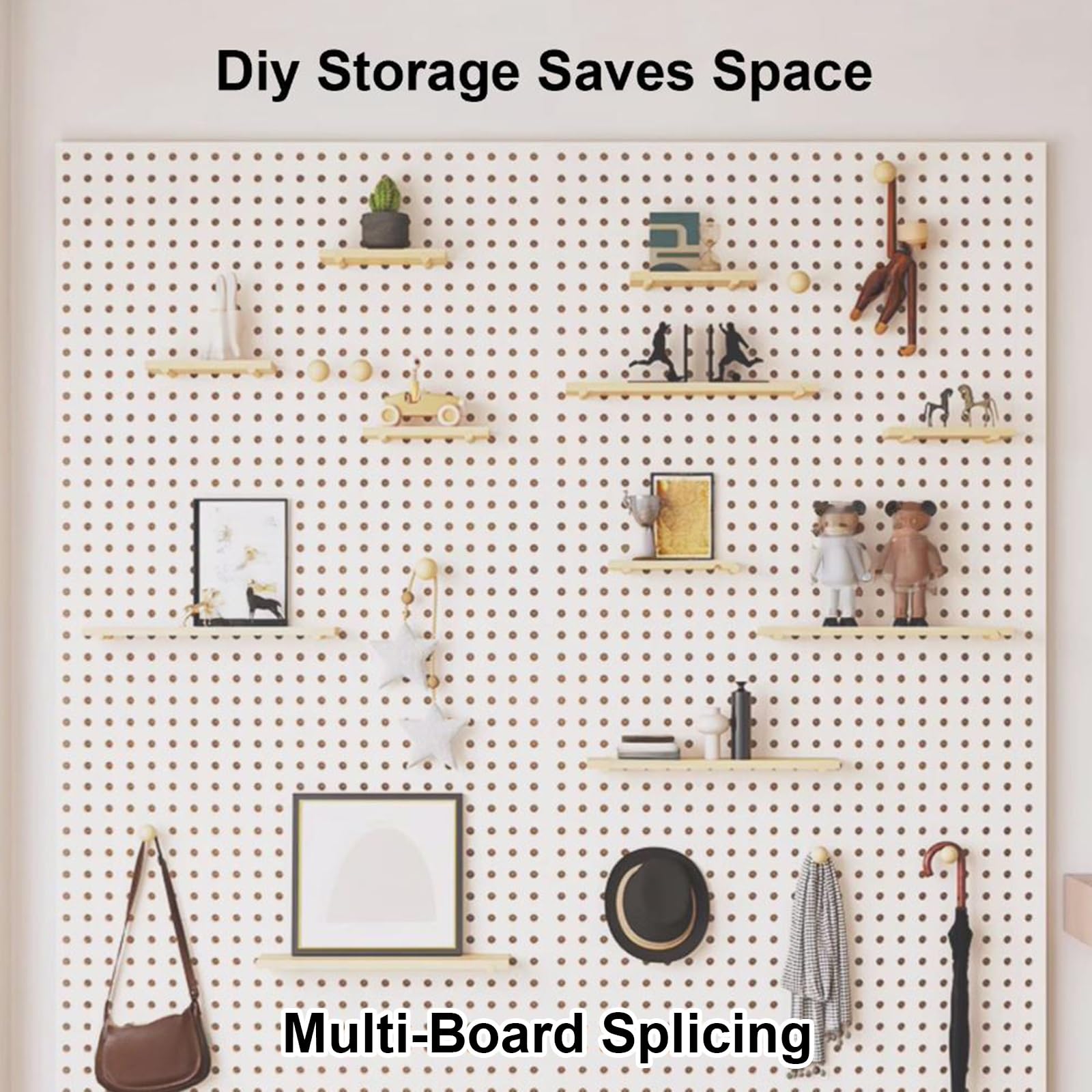 Wand-Organizer aus Holz, Pegboard mit Zubehör, Stecktafel für Zuhause, Bastelraum, Eingang, Büro, Schlafzimmer(Green)