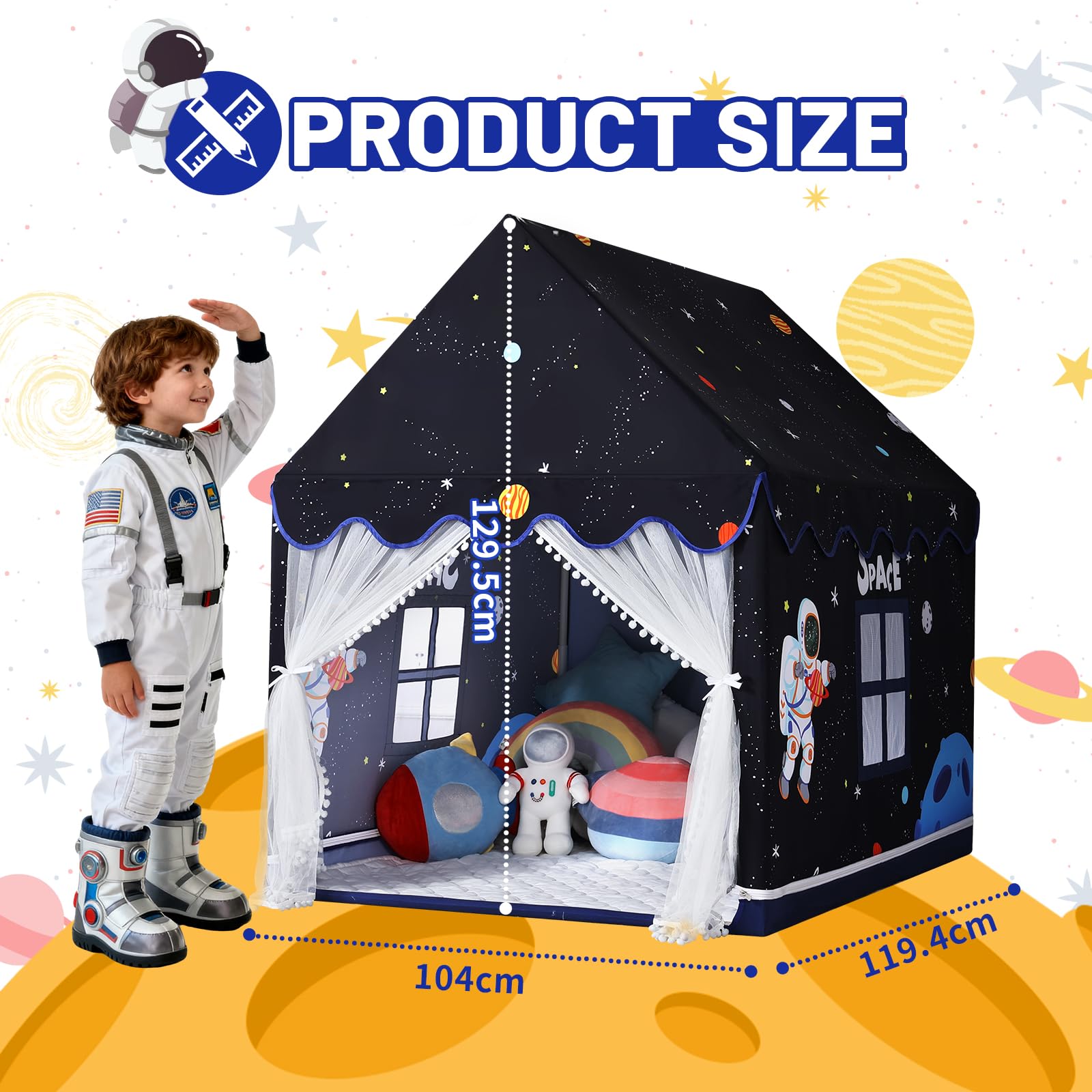 Wilwolfer Tente de Jeu Enfant extérieur : Cabane pour Enfants - Tente de Jeu pour Enfants avec Tapis - Maison de Jardin Enfant pour l'intérieur et l'extérieur