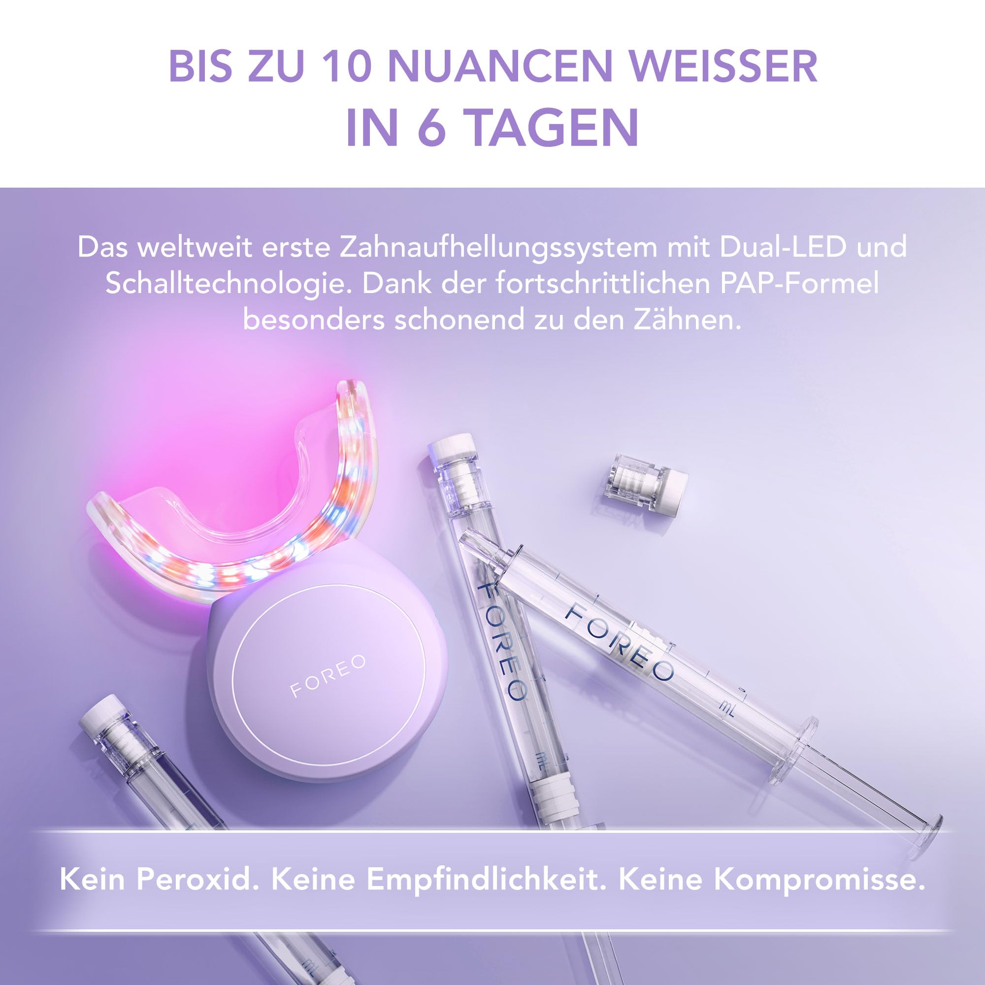 FOREO Issa Zahnaufhellungs-Set, Dual LED + Sonic-Gerät & 18% PAP-Gel