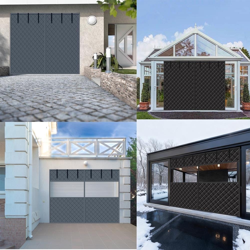 Winters Garage Door Screen Magnetic Thermal Insulated Door Curtain 183x183cm 274x213cm 229x229cm Thermal Garage Door Cover Weatherproof(Czarny,W274xH213cm)