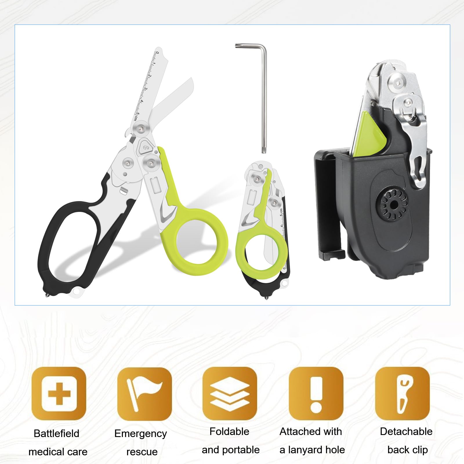 Ziyero 6 in 1 Raptor Response Emergency Shears, Tough Cut Scissors, Multi Tool Pliers Shears - Image 4