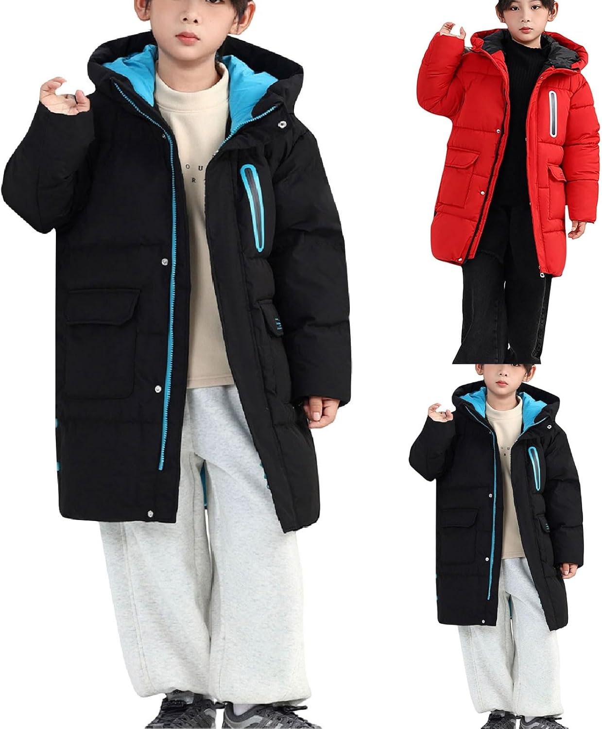 Teen Boys Puffer Winter Coat Kids Waterproof Warm Long Hooded Down Jacket Toddler Windproof Parka Quilted Snow Outerwear