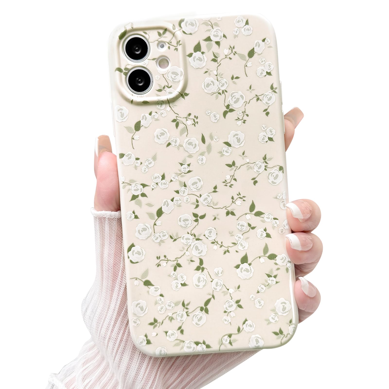 NITITOP Compatible with iPhone 12 Case Cute Flower for Women Girls Floral Rose Design Vintage Shockproof Soft Girly Slim TPU Fashion Protective Phone