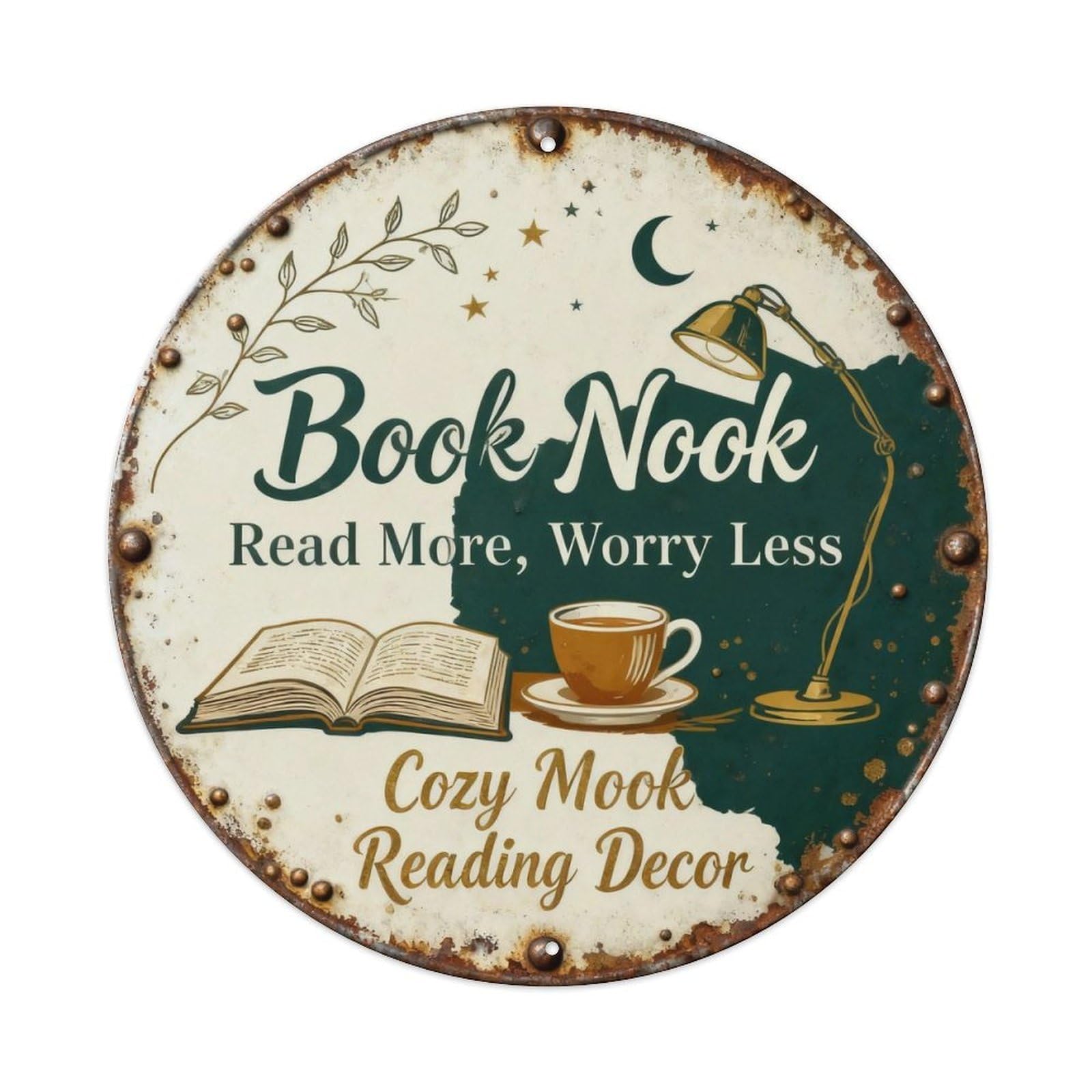 Cozy Book Nook Reading Decor Metal Tin Sign Plaque