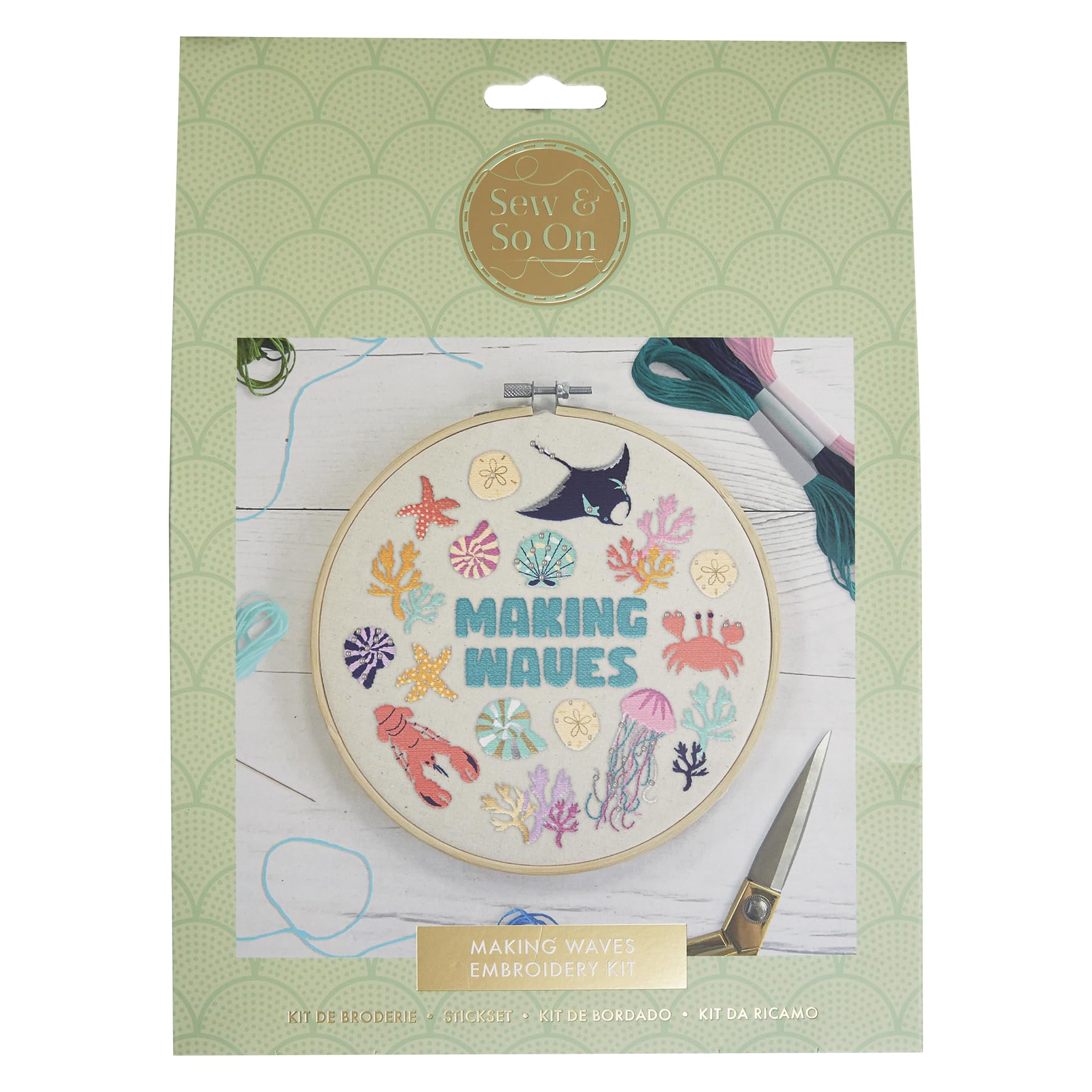 Sew & So On Making Waves Sew And So On Premium Embroidery Kit, Kits For Adults & Cross Stitch Kits For Beginners, Gift Idea, Beginner Patterns, Crafting Set