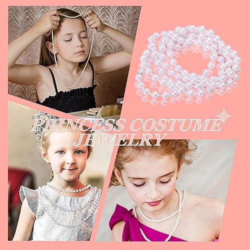Miniatura 6 de 3672 piezas de collar de perlas sintéticas a granel, 31.5 pulgadas, 0.276 in, elegante collar de perlas blancas para niños y mujeres, collar de