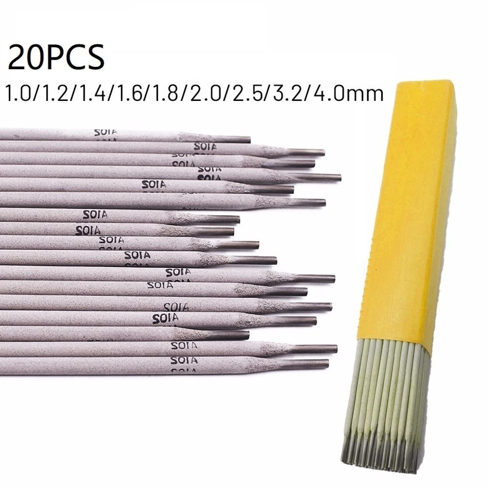20 sztuk 304 elektroda ze stali nierdzewnej A102 drut spawalniczy 1,0 mm-4,0 mm pręt spawalniczy akcesoria spawalnicze akcesoria spawalnicze, 2,5 mm