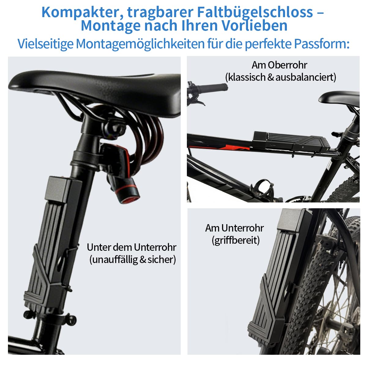 Antivol de vélo pliable avec clé pour une grande sécurité, antivol de vélo de qualité supérieure avec maillons robustes pour vélo, vélo électrique, scooter et scooter électrique