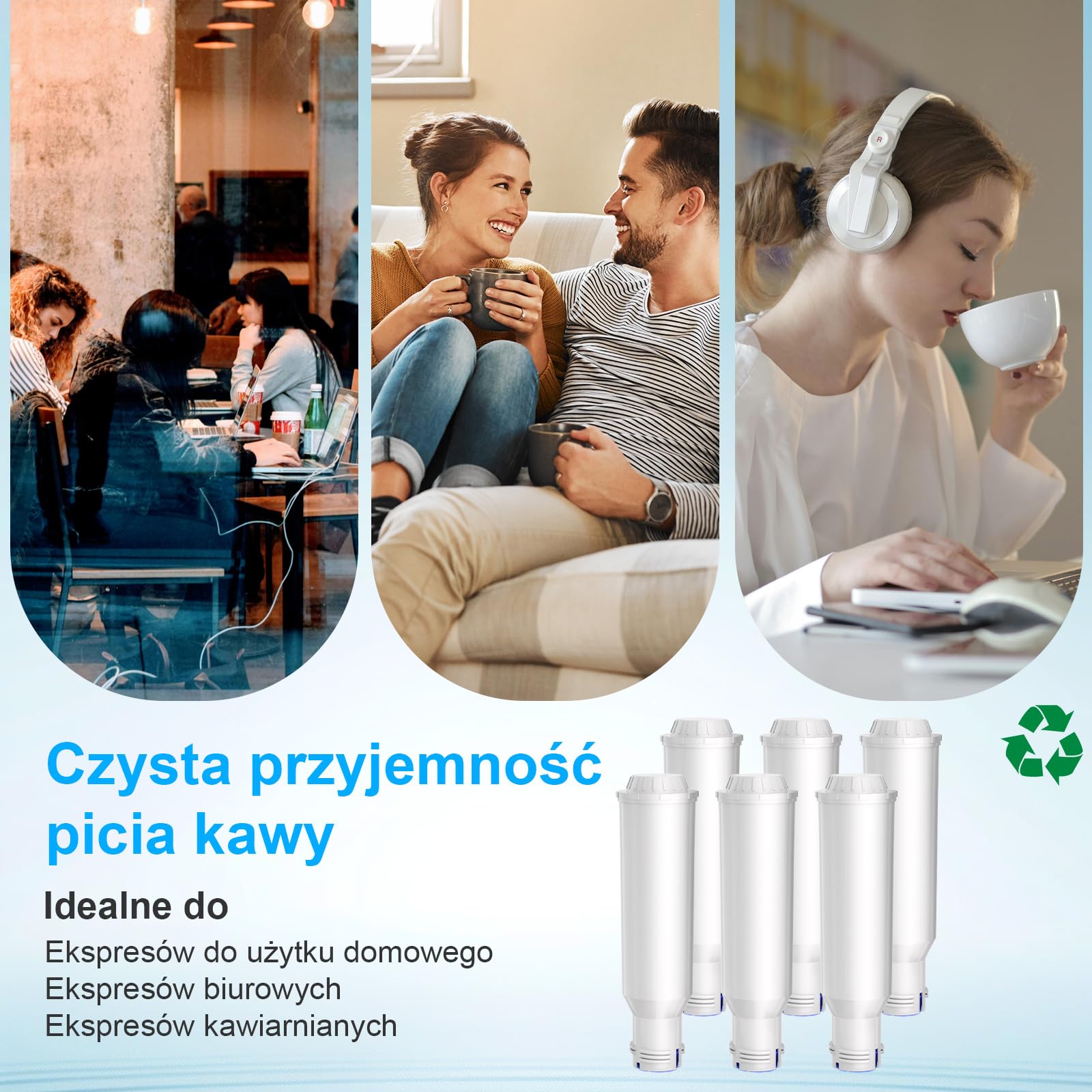 Mutital Zestaw 6 filtrów do ekspresów do kawy, zamiennik filtra wody Melitta, F088 Krups, Nivona Café Romatica, kompatybilny z Krups EA829S, Jura, Melitta Pro Aqua Barista TS