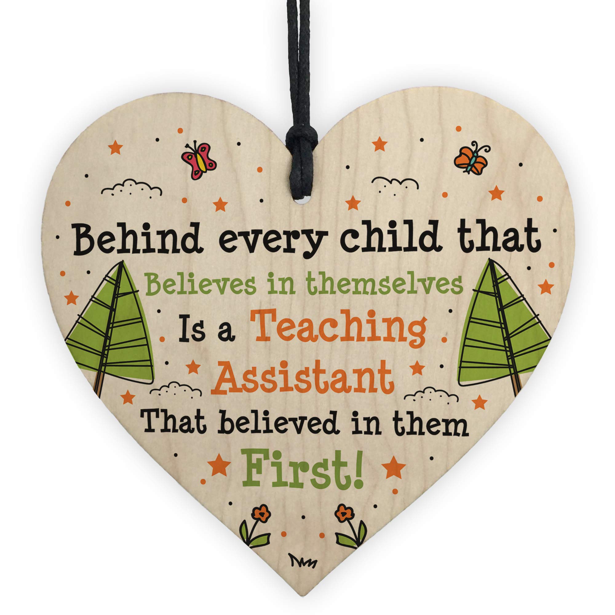 RED OCEAN Gift For Teaching Assistant Wood Heart Handmade Thank You Leaving School Gifts