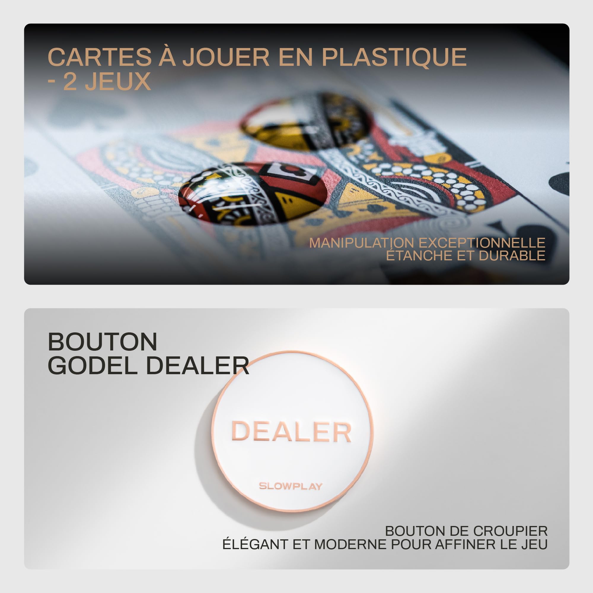 SLOWPLAY Set Poker céramique Godel, jetons 10 g/39 mm, Texas Hold’em | 500 pièces numérotées; mallette PC premium effet miroir; jetons composite céramique; style minimaliste
