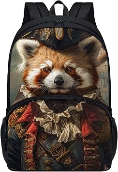 Girls Boys Funny Pirate Red Panda Backpack with Front Pocket Padded Straps Elementary School Kids Animal Print Backpacks for Girls Boys Trendy Bookbag with Internal Pocket Student School Bag