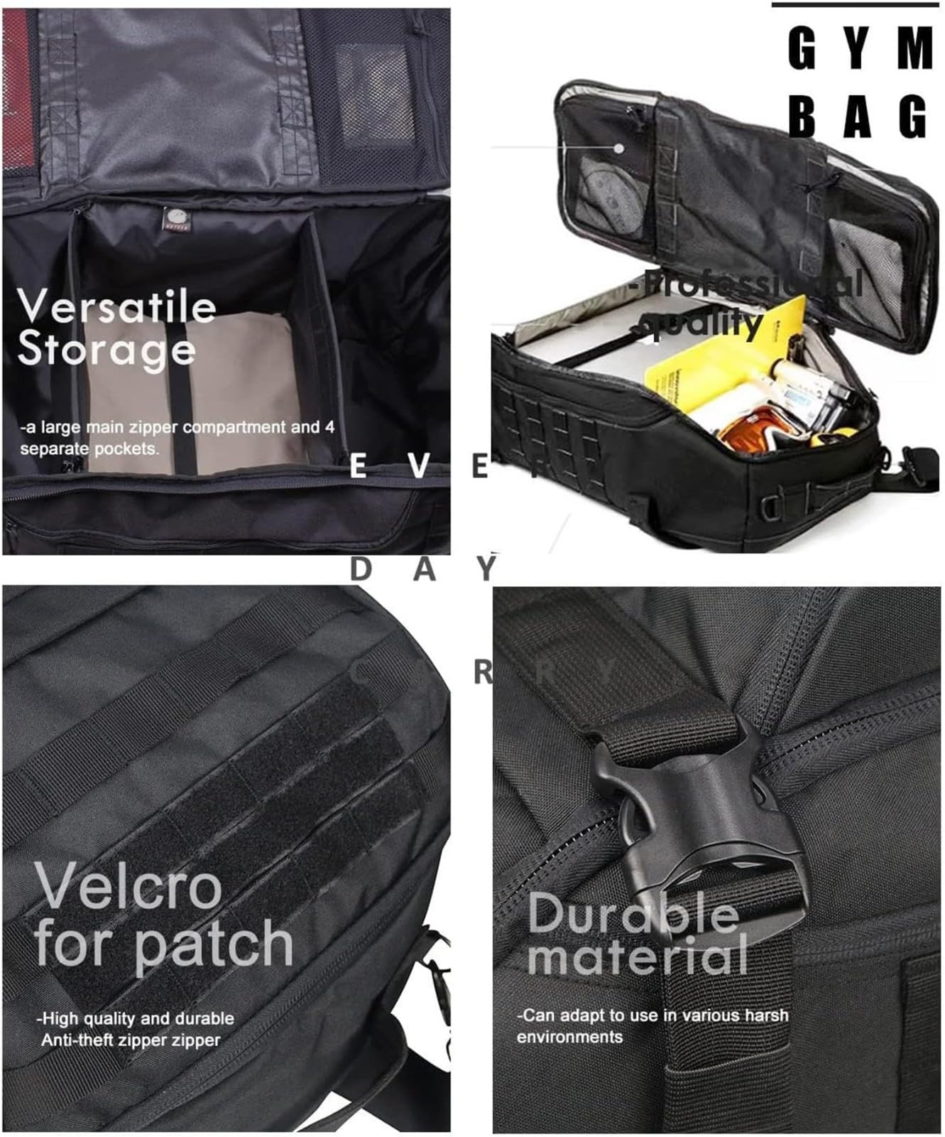 REHOOF Borsone da Palestra, Borsa da Viaggio per Uomo E Donna,Alta capacità Borsa per Allenamento Militare,Sport,Pernottamento,Basket,Tattico,Calcio, Impermeabile E Resistente agli Strappi, 45L C