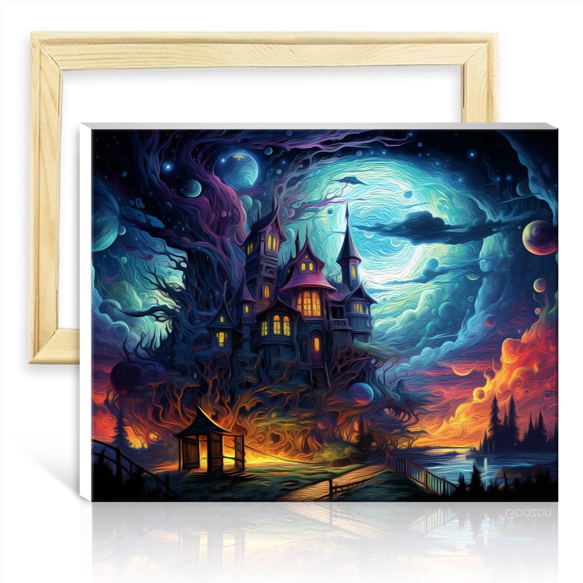 TANGFEIY Oil Painting by Numbers Kits City Science Technology DIY Home Decor Painting with Brushes and Acrylic Pigment on Canvas Arts Crafts Project DIY Frame(40x50cm) โ image 1