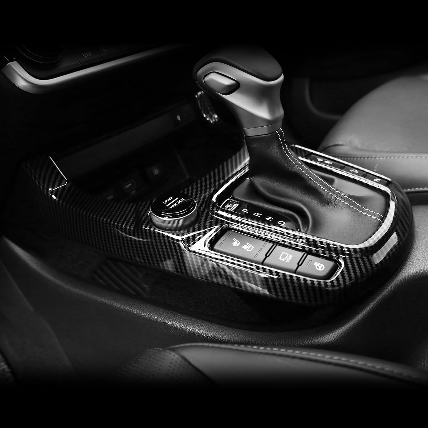 YOUTOOCAR Carbon Fiber Pattern Gear Shift Panel Cover Trim Compatible with Kia Seltos 2021-2025 Manual Transmission Interior Accessories (Model B)
