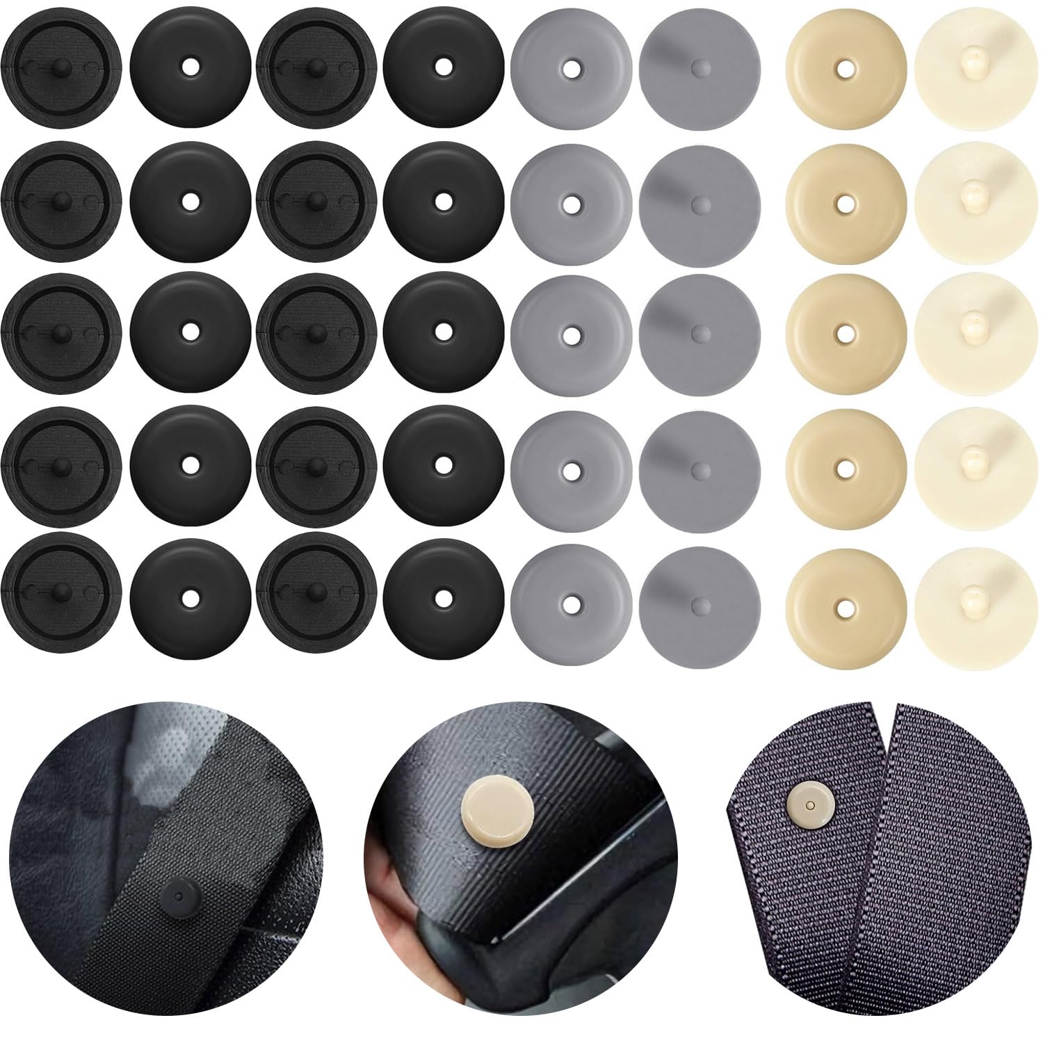 Lot De 4 Clips Pour Ceinture De Sécurité – Empêche La Boucle De Glisser, Installation Facile, Couleur Noire