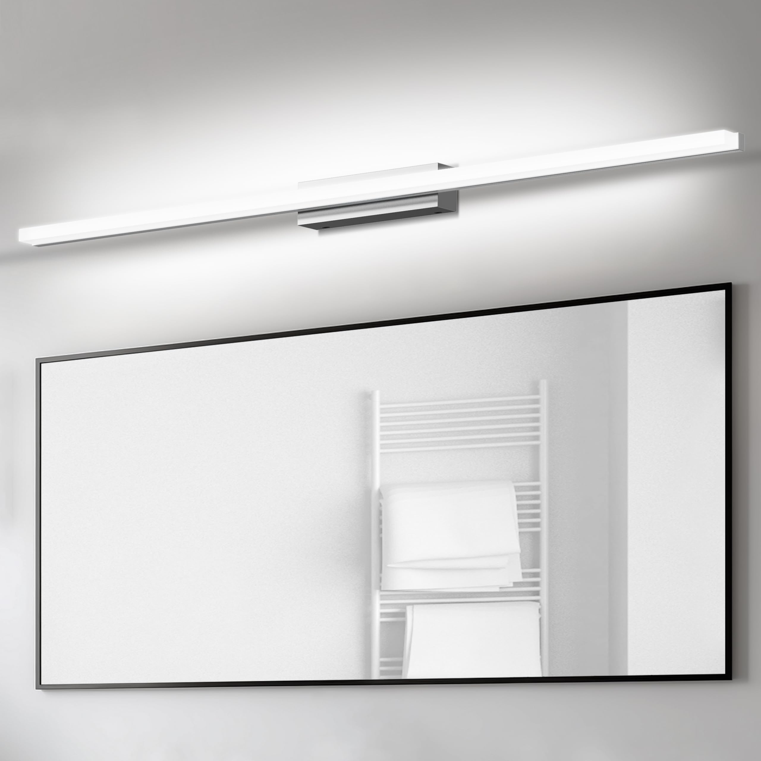 Led Aplique Espejo Baño, 100CM Luz Espejo Baño IP44 Blanco Frio 6000K Pared Luz, 20W Lampara Apliques de Para de Impermeable Plata