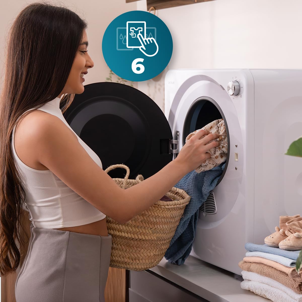 Cecotec Bolero DressCode Dry 3150V Mini Sèche-Linge à Évacuation 2,5 kg 950 W 6 Programmes Blanc