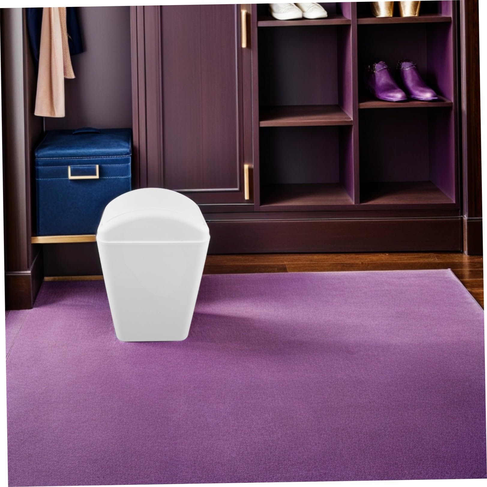 EXCEART Cubo con Gran Capacidad con Tapa Abatible de Basura de Plástico Blanco y Diseño Estrecho y Mecanismo Oscilante que Minimiza Olores para Cocina, Baño y Dormitorio