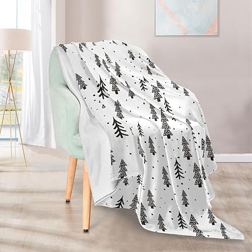 Miniatura 5 de Christmas Winter Forest Black White Ultra-Soft Bed Blanket for Adults Kids, Lightweight Holiday Blanket for Bed Bedroom 50x60 Inches