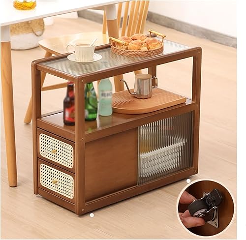 Miniatura 6 de TOMYEUS Aparador de bufé, estante simple para sala de estar, armario lateral de cristal, armario de cocina, armario de té móvil, armario de