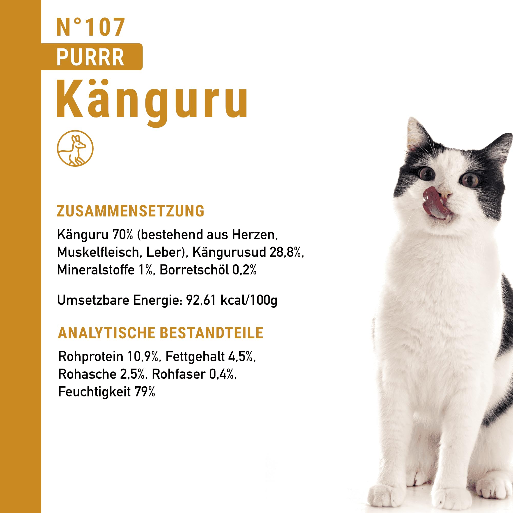 catz finefood Purrrr Känguru Monoprotein Katzenfutter nass N° 107, für ernährungssensible Katzen, 70% Fleischanteil, 16 x 85 g Beutel (Packung mit 2)