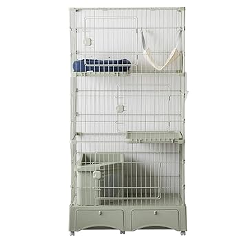 Amazon | タンスのゲン キャットケージ 3段 幅82cm トイレ一体型