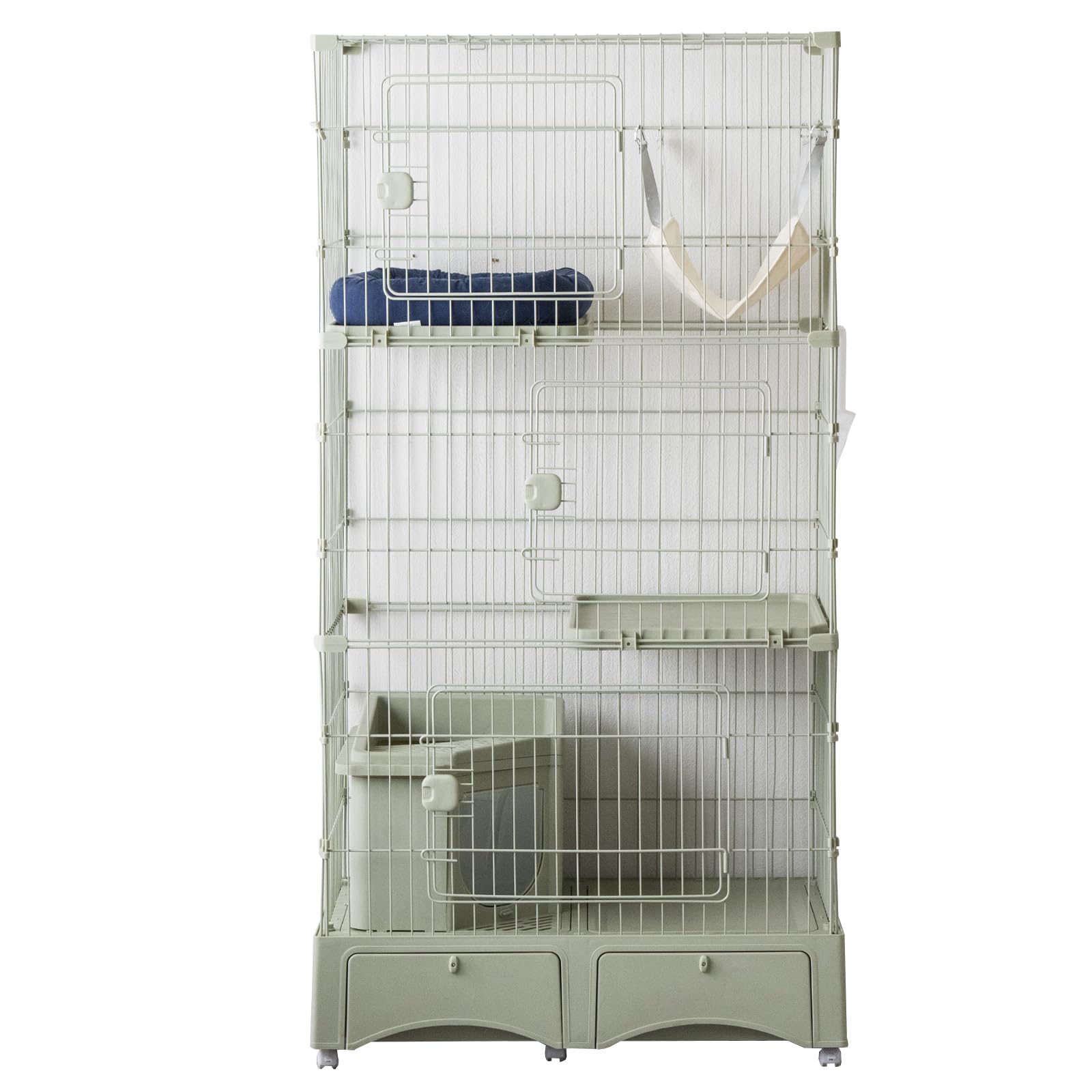 Amazon | タンスのゲン キャットケージ 3段 幅82cm トイレ一体型 猫