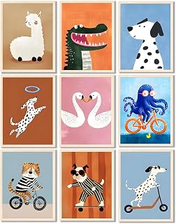 ZBMYYGO set of nine colorful animal and transport prints