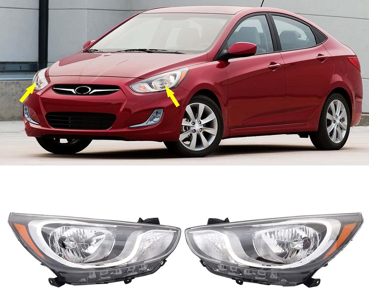 Amazon.com: MotorFansClub A Pair Headlight Assembly Fit for Hyundai ...