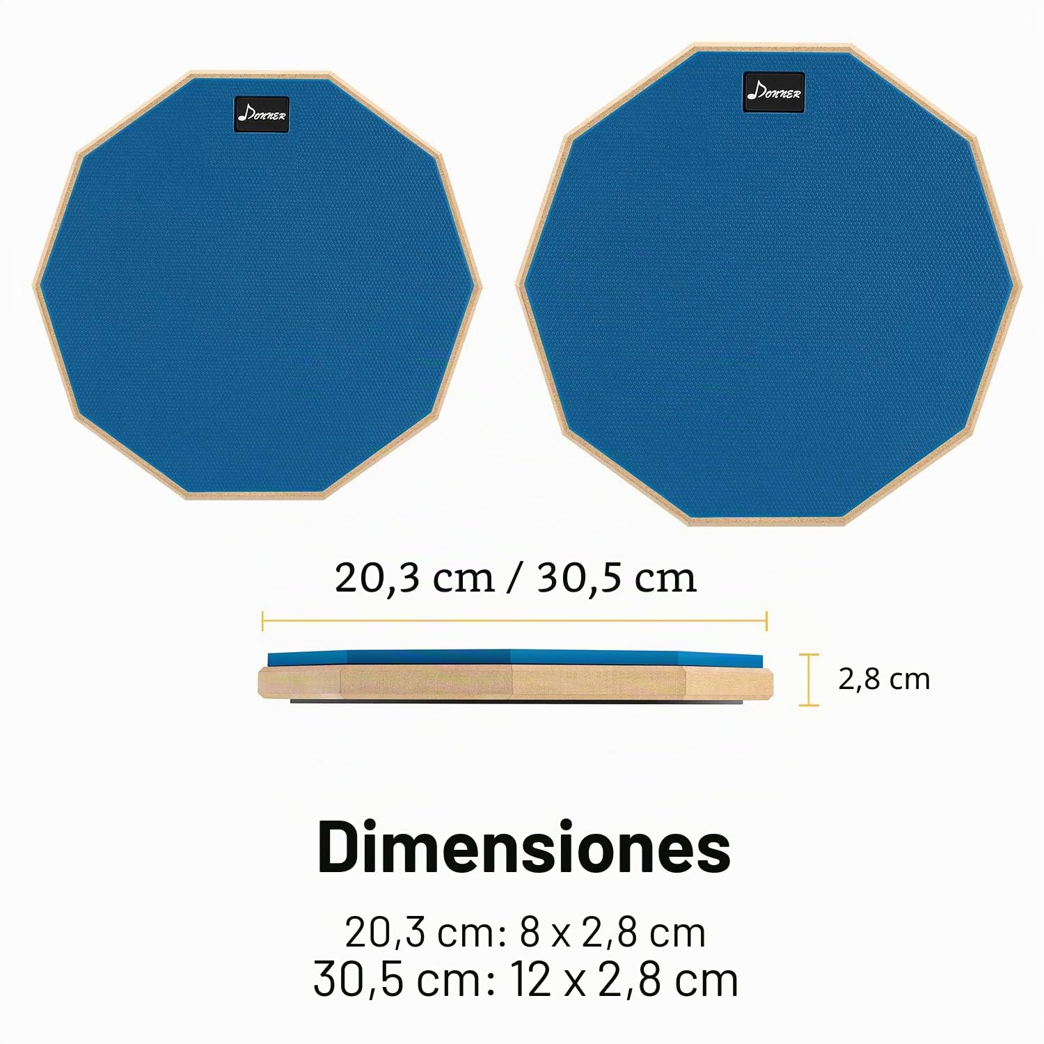 Donner 8'' Almohadilla de Práctica con Baquetas,Azul